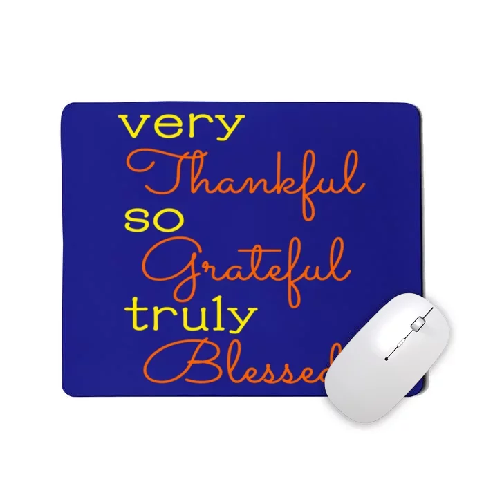 Thankful Grateful Blessed Fall Autumn Color Christian Cute Gift Mousepad