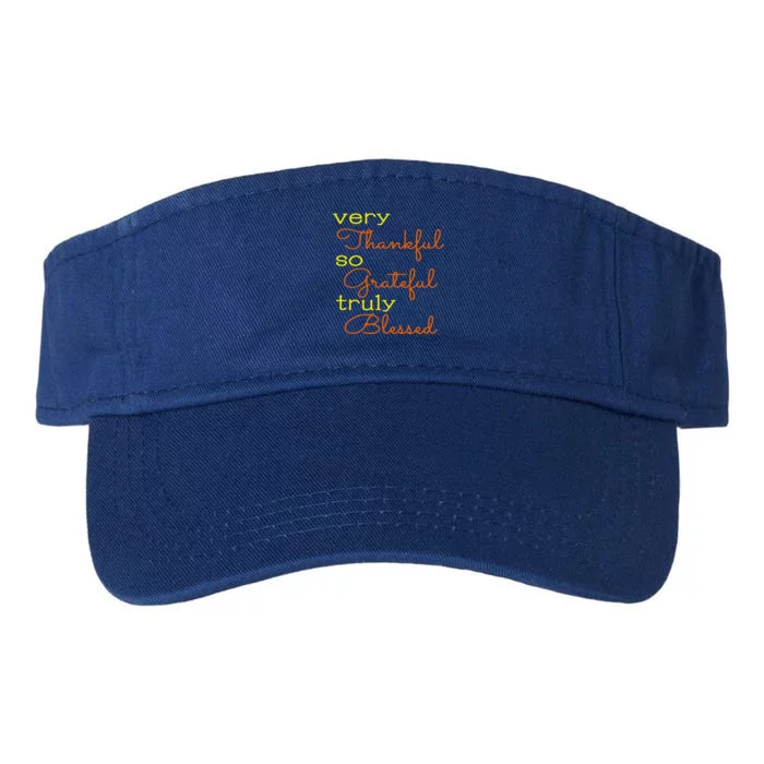 Thankful Grateful Blessed Fall Autumn Color Christian Cute Gift Valucap Bio-Washed Visor