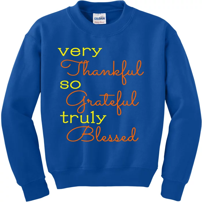 Thankful Grateful Blessed Fall Autumn Color Christian Cute Gift Kids Sweatshirt