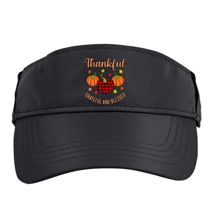 Thankful Grateful Blessed Turkey Thanksgiving Family Graphic Adult Drive Performance Visor