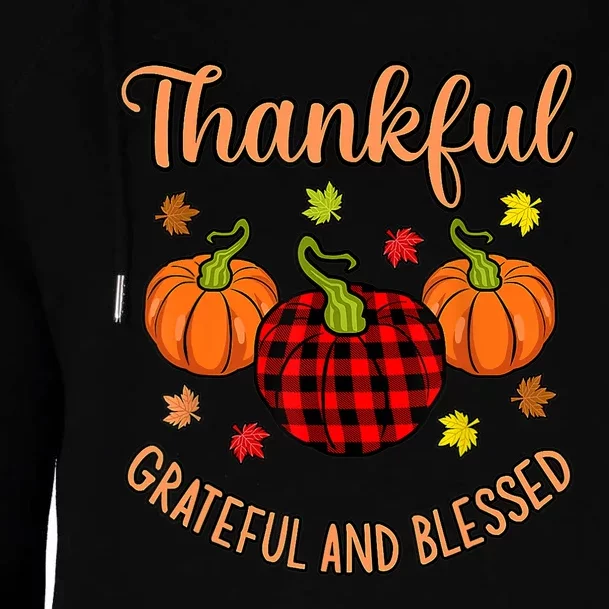 Thankful Grateful Blessed Turkey Thanksgiving Family Graphic Womens Funnel Neck Pullover Hood