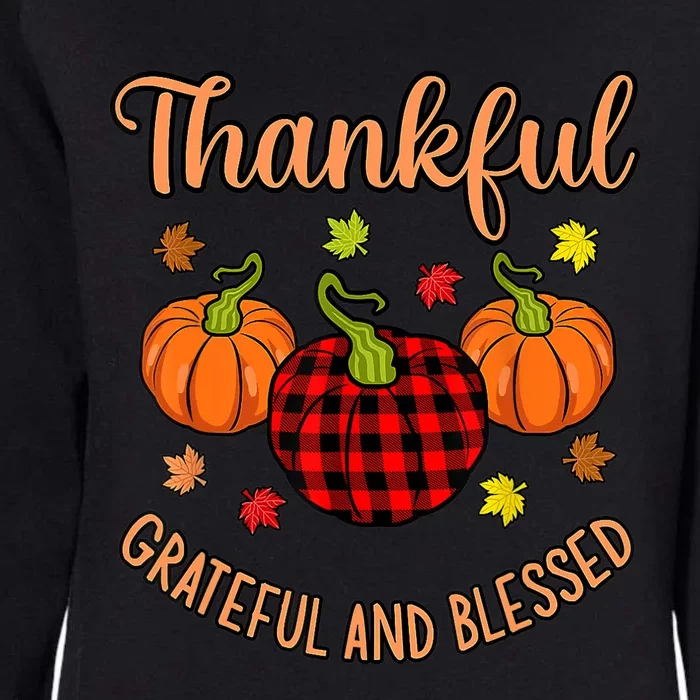 Thankful Grateful Blessed Turkey Thanksgiving Family Graphic Womens California Wash Sweatshirt