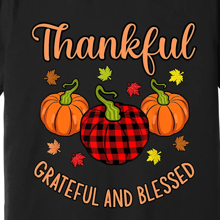 Thankful Grateful Blessed Turkey Thanksgiving Family Graphic Premium T-Shirt