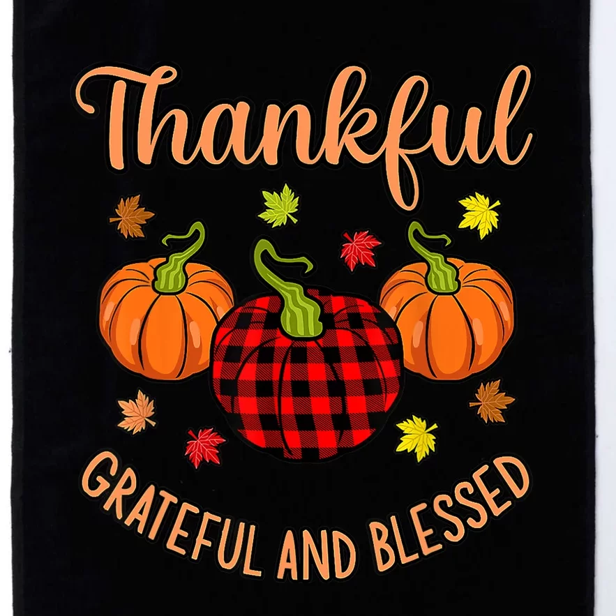 Thankful Grateful Blessed Turkey Thanksgiving Family Graphic Platinum Collection Golf Towel