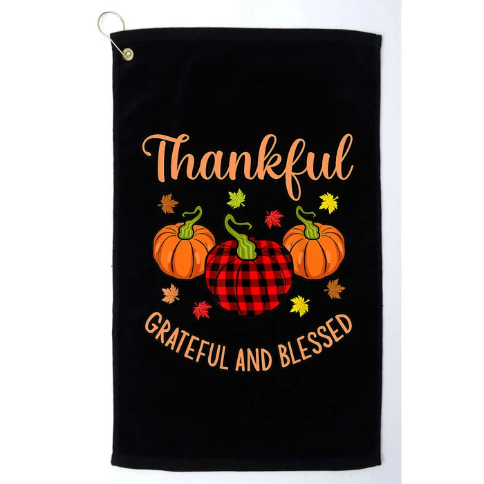 Thankful Grateful Blessed Turkey Thanksgiving Family Graphic Platinum Collection Golf Towel