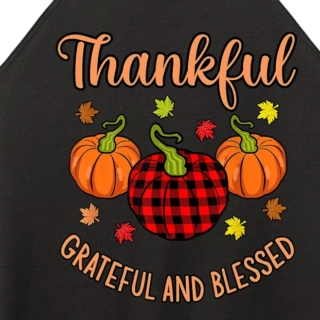 Thankful Grateful Blessed Turkey Thanksgiving Family Graphic Women’s Perfect Tri Rocker Tank