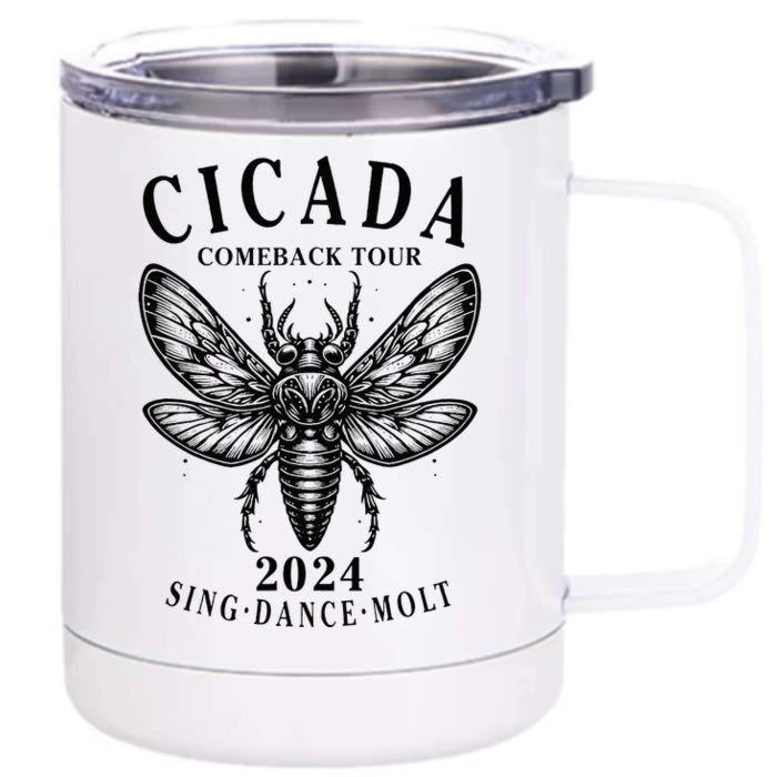 The Great Cicada Comeback 2024 Insect Invasion Cicadas Front & Back 12oz Stainless Steel Tumbler Cup