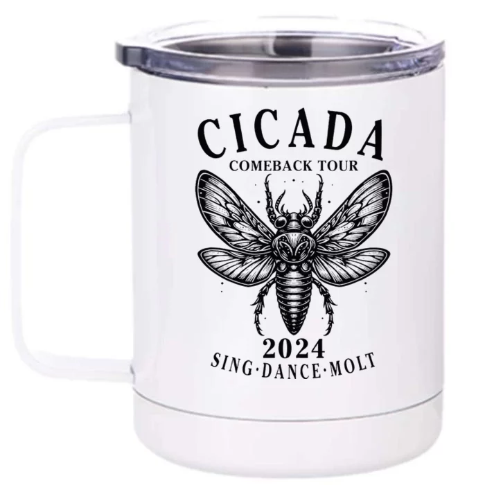 The Great Cicada Comeback 2024 Insect Invasion Cicadas Front & Back 12oz Stainless Steel Tumbler Cup