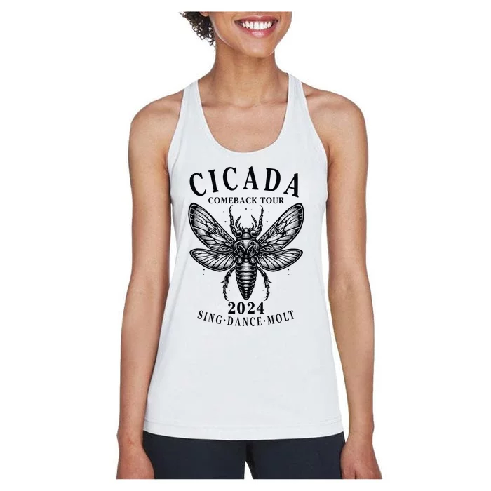 The Great Cicada Comeback 2024 Insect Invasion Cicadas Women's Racerback Tank