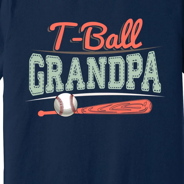 T-Ball Grandpa Cute Tee-Ball Grandchild Tball Game Day Match Premium T-Shirt