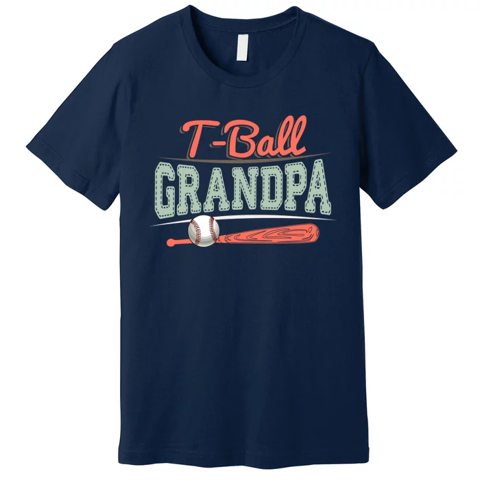 T-Ball Grandpa Cute Tee-Ball Grandchild Tball Game Day Match Premium T-Shirt