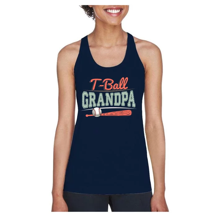 T-Ball Grandpa Cute Tee-Ball Grandchild Tball Game Day Match Women's Racerback Tank