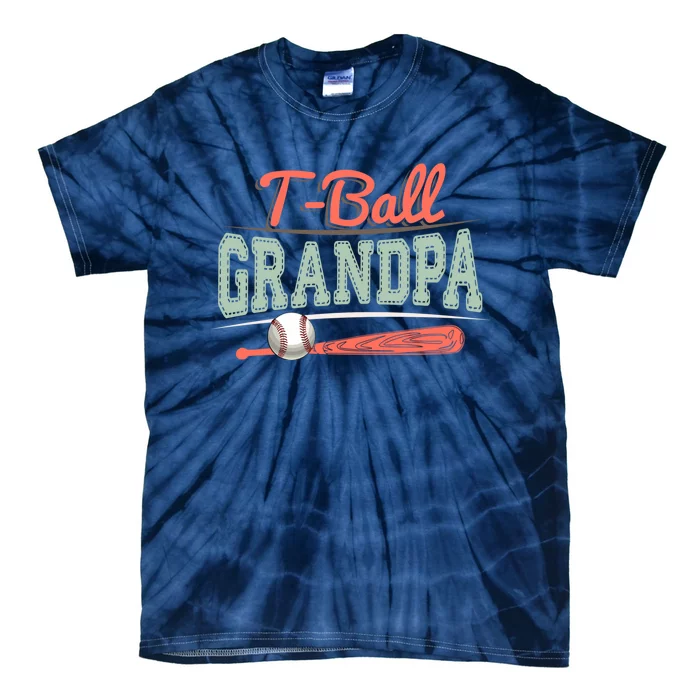 T-Ball Grandpa Cute Tee-Ball Grandchild Tball Game Day Match Tie-Dye T-Shirt