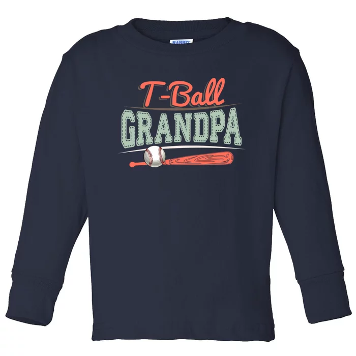 T-Ball Grandpa Cute Tee-Ball Grandchild Tball Game Day Match Toddler Long Sleeve Shirt