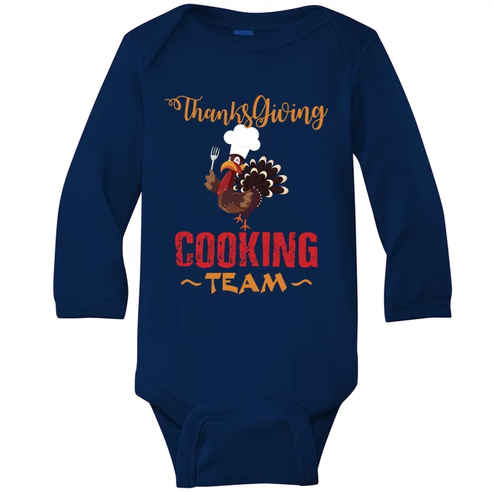 Thanksgiving Gift Cooking Team Tees Mom Grandma Gift Baby Long Sleeve Bodysuit