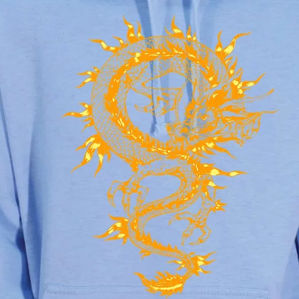 Traditional Golden Chinese Asian Culture Dragon Silhouette Unisex Surf Hoodie