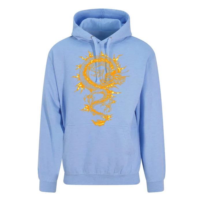 Traditional Golden Chinese Asian Culture Dragon Silhouette Unisex Surf Hoodie