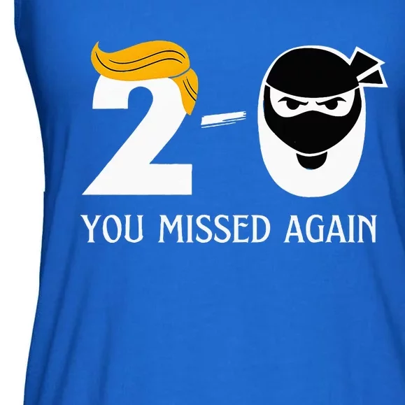 Trump Golf Course Gunshots 20 You Missed Again Ladies Essential Flowy Tank