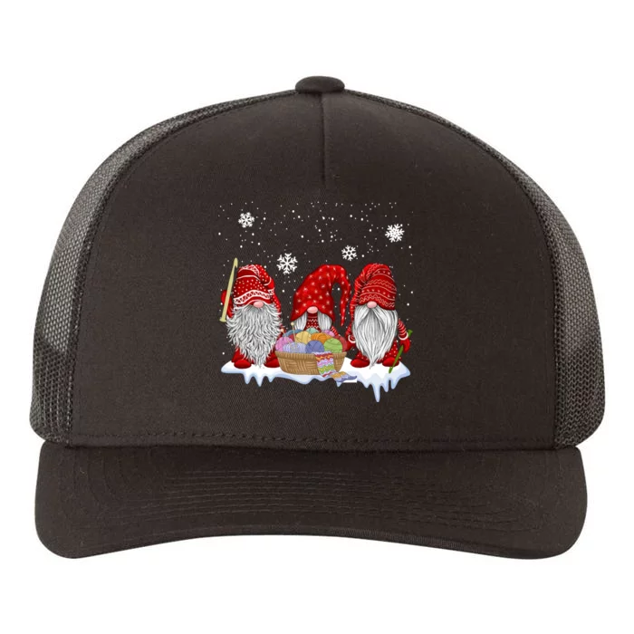 Three Gnomes Crochet And Knitting Christmas Gift Yupoong Adult 5-Panel Trucker Hat