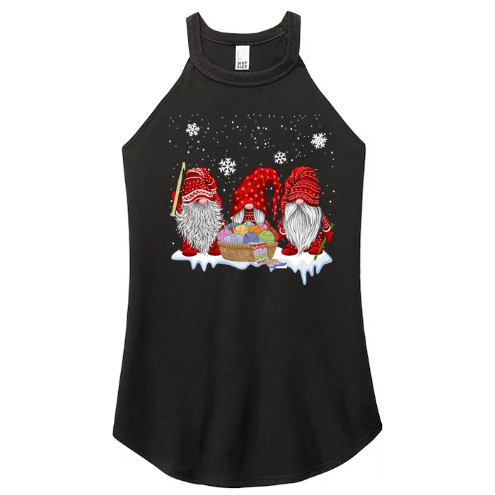 Three Gnomes Crochet And Knitting Christmas Gift Women’s Perfect Tri Rocker Tank