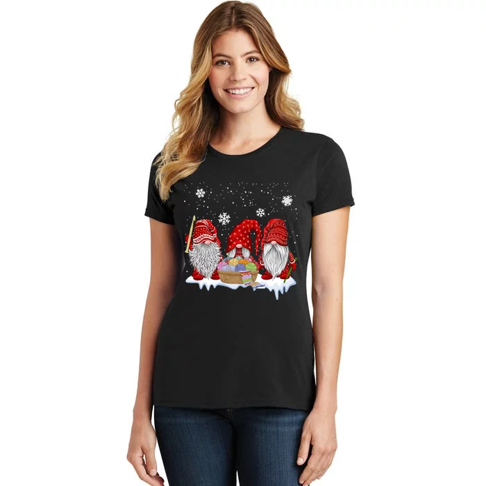 Three Gnomes Crochet And Knitting Christmas Gift Women's T-Shirt