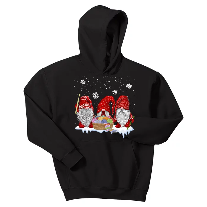 Three Gnomes Crochet And Knitting Christmas Gift Kids Hoodie