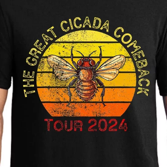 The Great Cicada Comeback 2024 Insect Invasion Retro Pajama Set