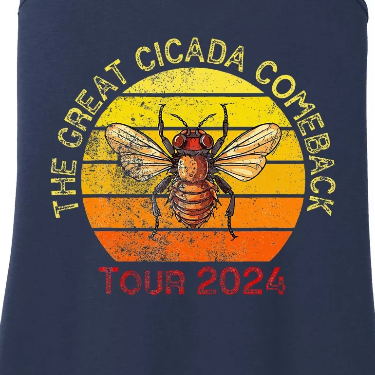 The Great Cicada Comeback 2024 Insect Invasion Retro Ladies Essential Tank