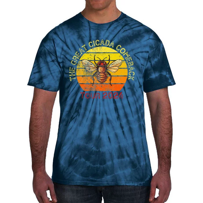 The Great Cicada Comeback 2024 Insect Invasion Retro Tie-Dye T-Shirt