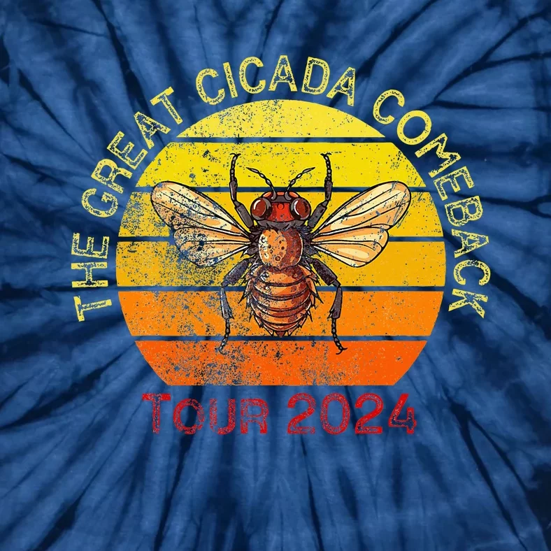 The Great Cicada Comeback 2024 Insect Invasion Retro Tie-Dye T-Shirt