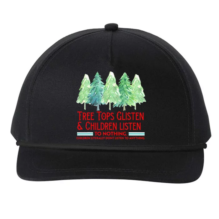 Treetops Glisten Children Listen To Nothing Funny Christmas Snapback Five-Panel Rope Hat