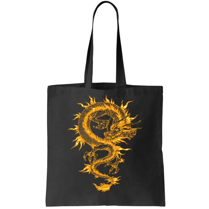 Traditional Golden Chinese Asian Culture Dragon Tote Bag