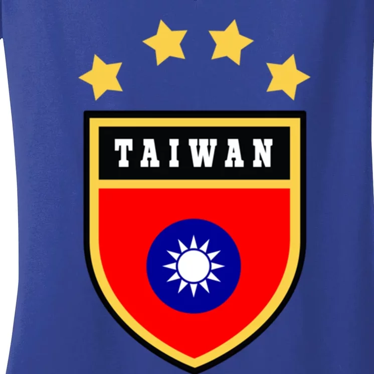 Taiwan Gift Coat Of Arms Tee Flag Souvenir Taipei Funny Gift Women's V-Neck T-Shirt