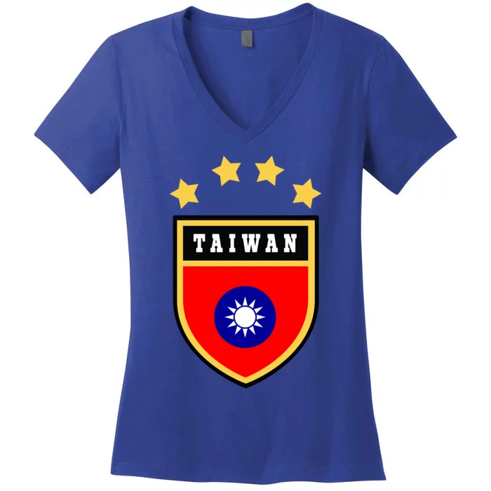 Taiwan Gift Coat Of Arms Tee Flag Souvenir Taipei Funny Gift Women's V-Neck T-Shirt