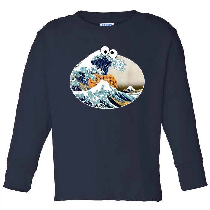 The Great Cookie Eating Wave Off Kanagawa Googly Toddler Long Sleeve Shirt