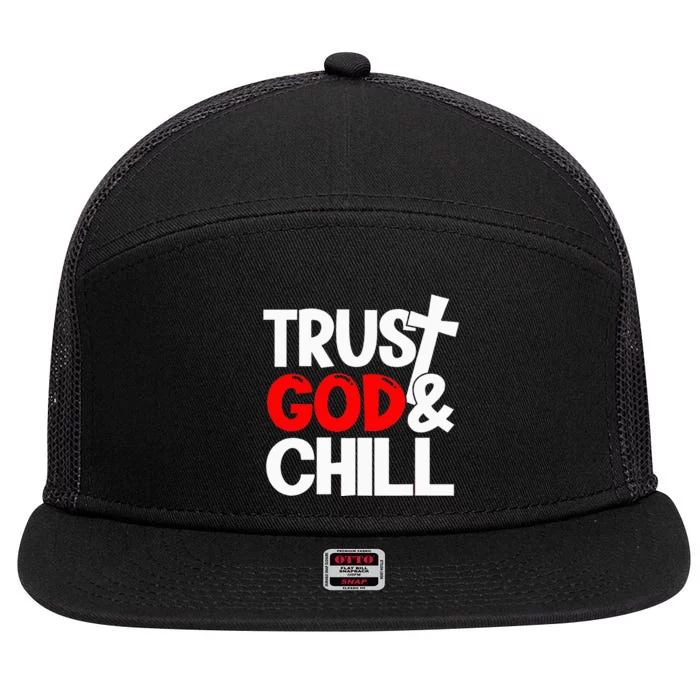 Trust God & Chill 7 Panel Mesh Trucker Snapback Hat