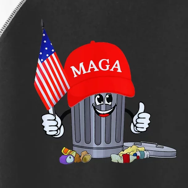 Trump Garbage Can Cartoon Character American Flag Toddler Fine Jersey T-Shirt