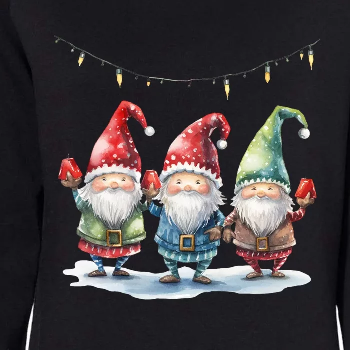 Three Gnomies Christmas Lighgreat Gift Funny Gnomies Lover Xmas Gift Womens California Wash Sweatshirt