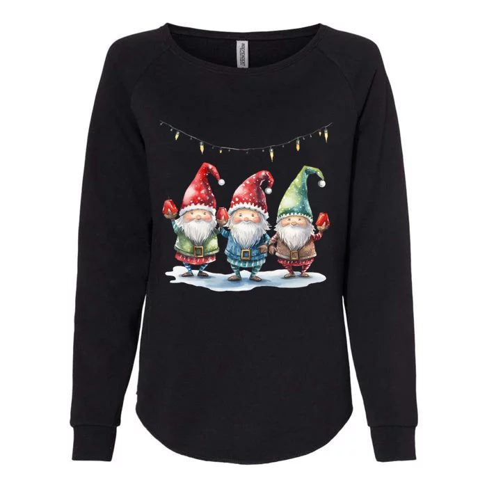 Three Gnomies Christmas Lighgreat Gift Funny Gnomies Lover Xmas Gift Womens California Wash Sweatshirt