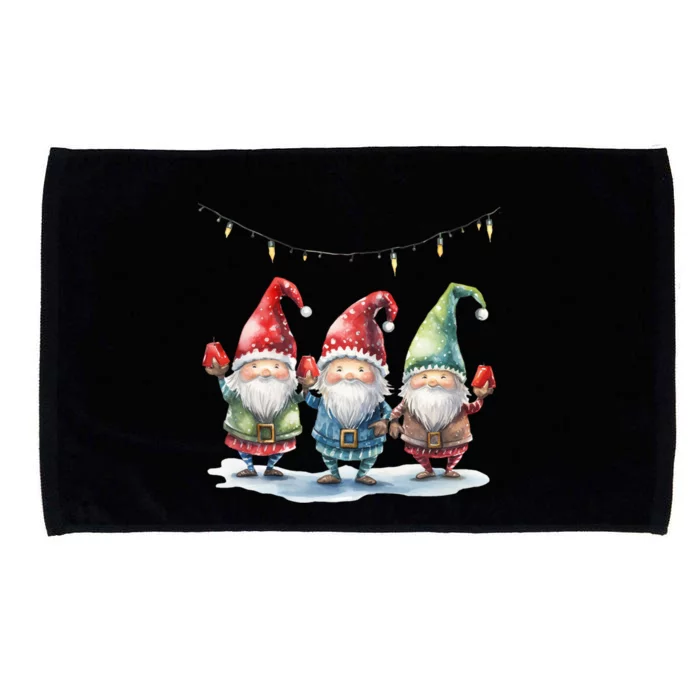 Three Gnomies Christmas Lighgreat Gift Funny Gnomies Lover Xmas Gift Microfiber Hand Towel