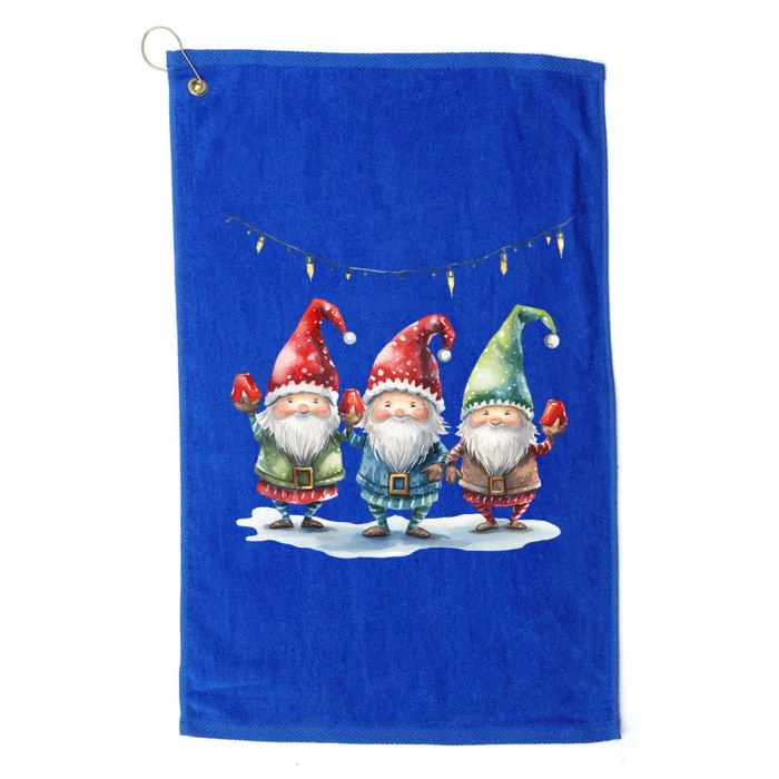 Three Gnomies Christmas Lighgreat Gift Funny Gnomies Lover Xmas Gift Platinum Collection Golf Towel