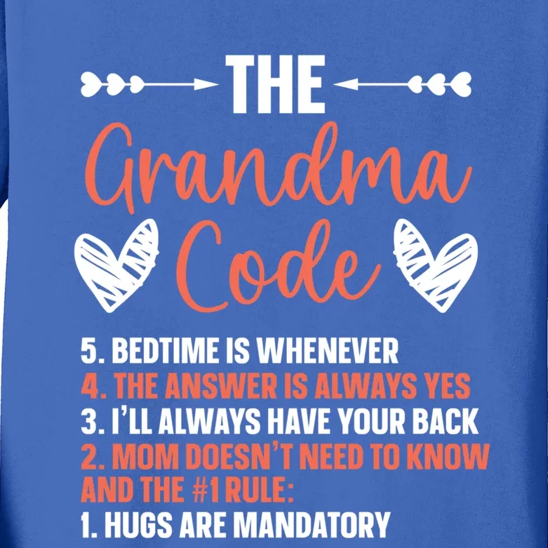 The Grandma Code Granny Grandmother Grandparent Gift Kids Long Sleeve Shirt