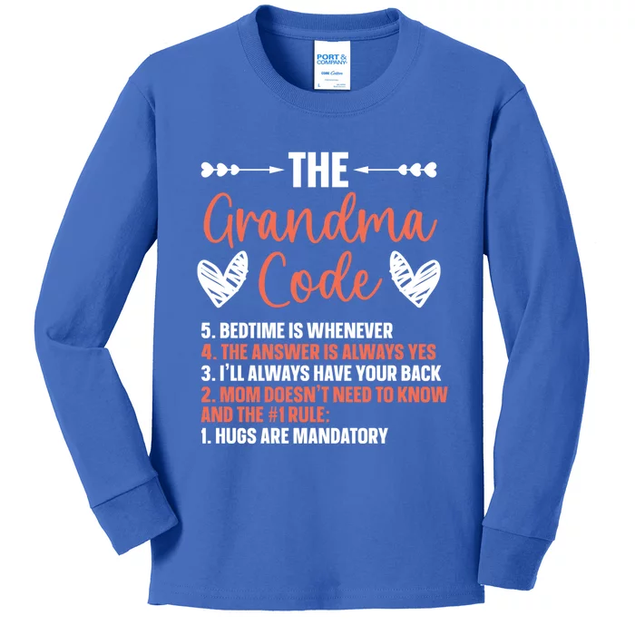 The Grandma Code Granny Grandmother Grandparent Gift Kids Long Sleeve Shirt