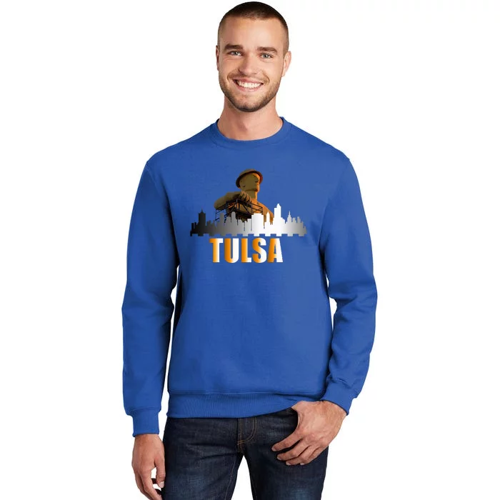 The Golden Driller Of Tulsa Oklahoma And The Tulsa Skyline Sweatshirt