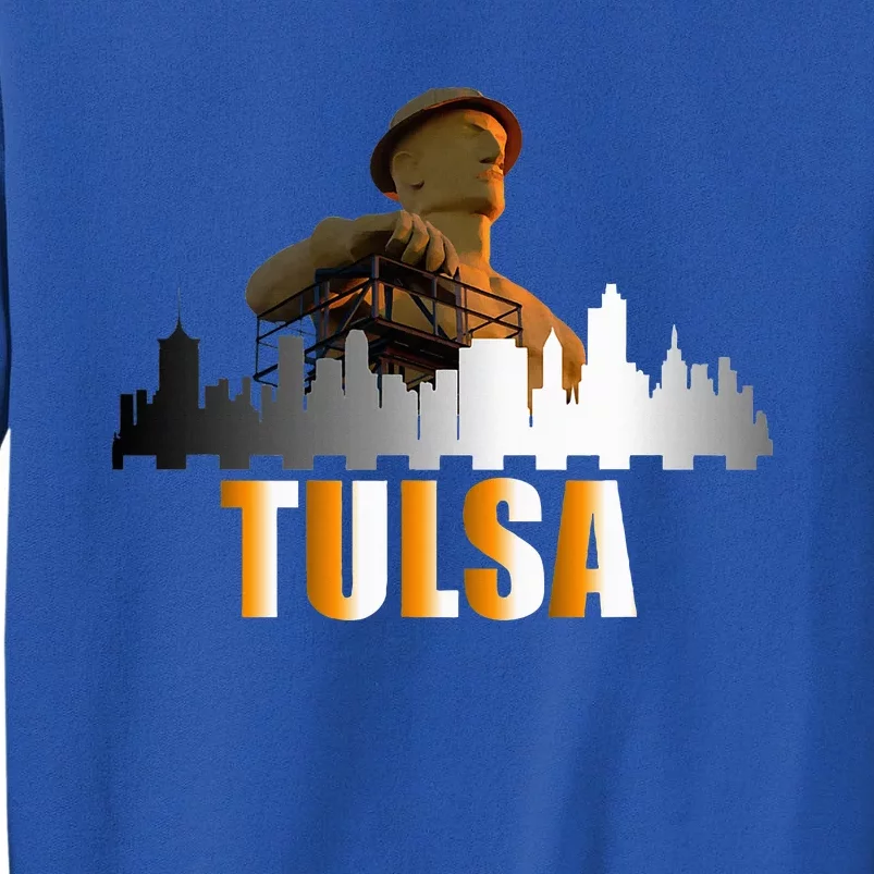 The Golden Driller Of Tulsa Oklahoma And The Tulsa Skyline Sweatshirt