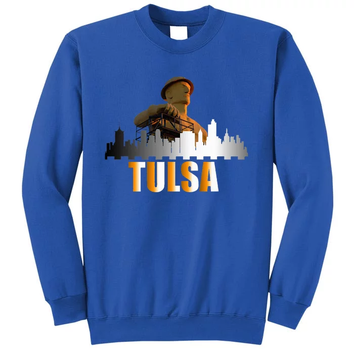 The Golden Driller Of Tulsa Oklahoma And The Tulsa Skyline Sweatshirt