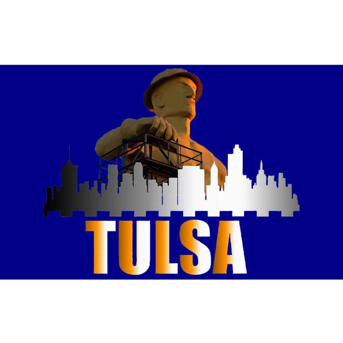 The Golden Driller Of Tulsa Oklahoma And The Tulsa Skyline Bumper Sticker