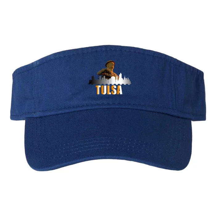 The Golden Driller Of Tulsa Oklahoma And The Tulsa Skyline Valucap Bio-Washed Visor