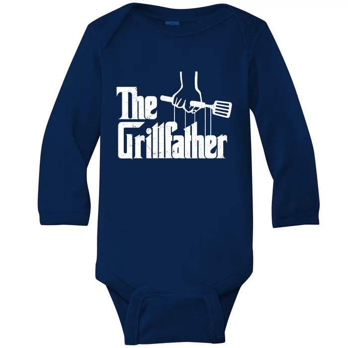 The Grillfather Dad Chef Grilling Grill Master Bbq Gift Baby Long Sleeve Bodysuit