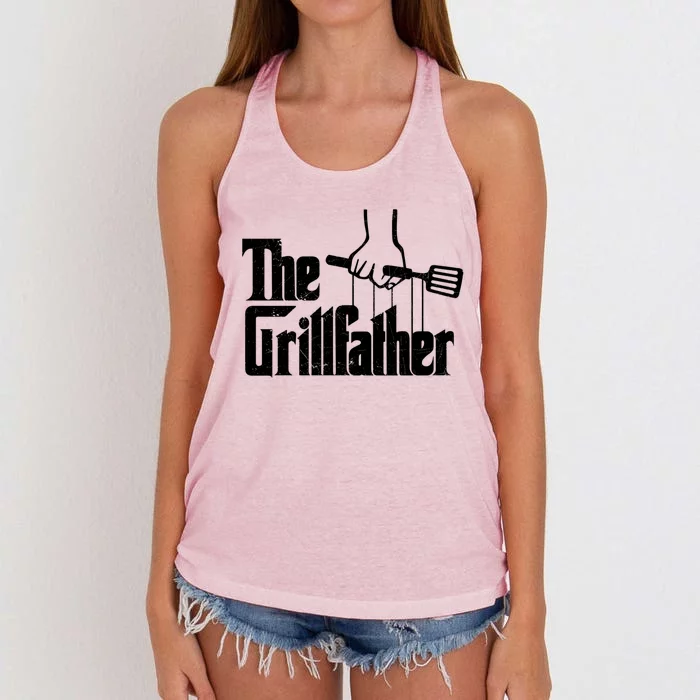 The Grillfather Dad Chef Grilling Grill Master Bbq Gift Women's Knotted Racerback Tank